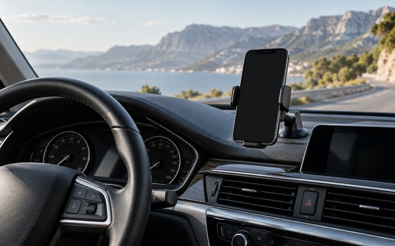 Otomobilde görüşü engellemeyen telefon tutucu