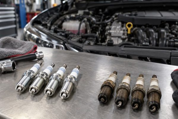 Yeni ve aşınmış otomobil bujilerinin karşılaştırması