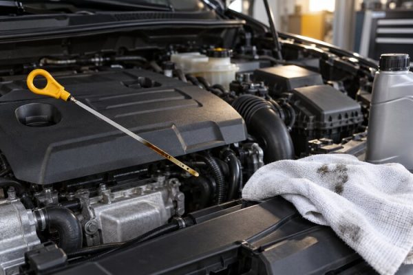 Otomobil motor yağı seviye çubuğu kontrolü